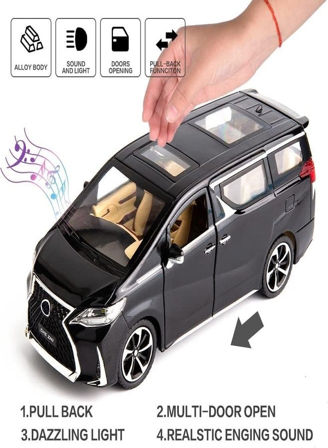BlackZone Model Car Compatible for 1/24 Lexus LM300 Alloy Pull Back Metal Collectible Toy Car with Light and Sound Toy Vehicle Door Can be Opened (Black) - Image 4